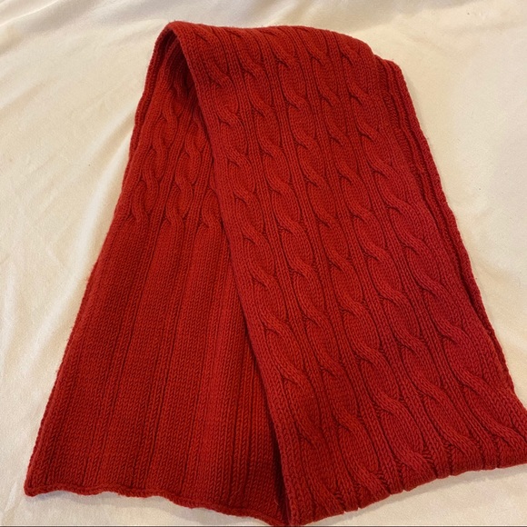 SOLD on D ❌ CLUB MONACO 100” long chunky deep red wool scarf - Picture 6 of 6